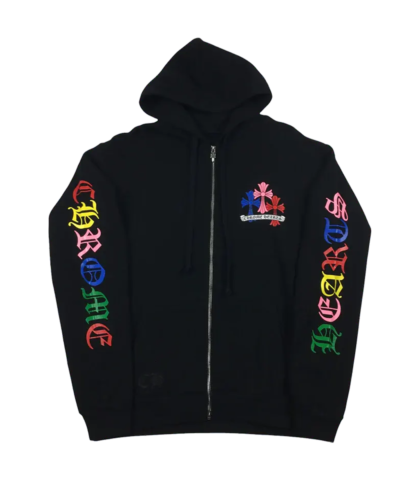 Chrome Hearts Script Multicolor Cross Cemetery Zip Up Hoodie